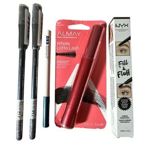 Mixed Makeup Bundle Almay Mascara, NYX Brow, Hard Candy Eye Liner, exa Lip Liner